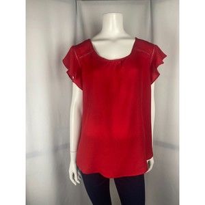 Haute Monde Women's Red Bell Sleeve Blouse Size XL